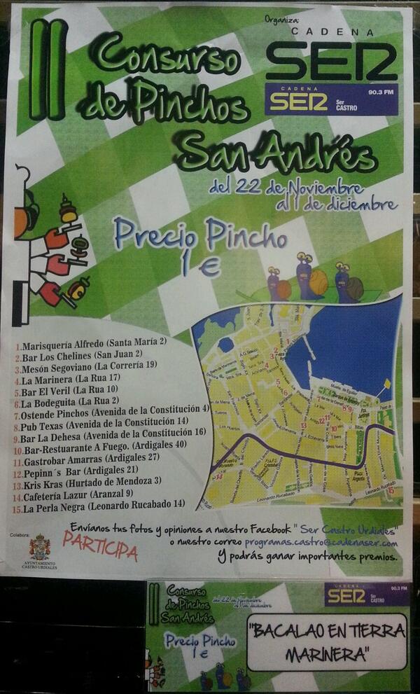 Mañana da comienzo el II Concurso de Pinchos de San Andres! Acercaos a probar nuesto BACALAO EN TIERRA MARINERA!