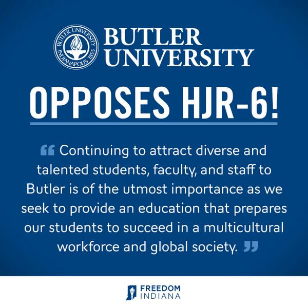 freedom_indiana's tweet image. RT to thank @ButlerU for joining the coalition to defeat #HJR6! #freedomIN #INLegis #lgbt