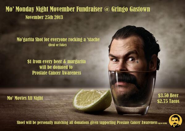 Proudly hosting Mo' Monday Night Movember Fundraiser <a href="/GringoYVR/">Gringo Gastown</a> Nov25th #Movember #ThisOneIsForIan