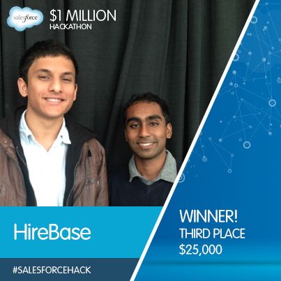 SalesforceDevs's tweet image. Wahoo! #salesforcehack 3rd place - HireBase: