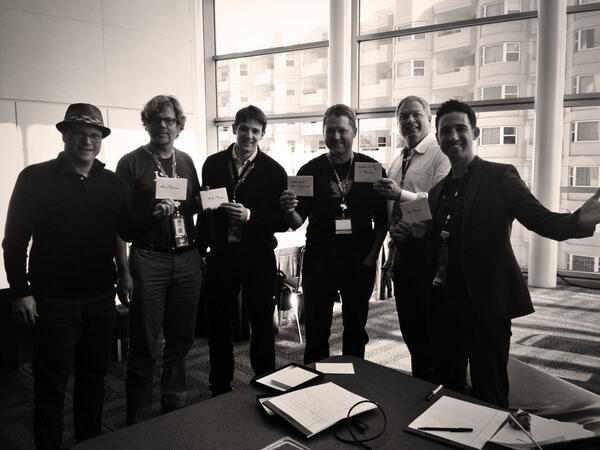 kendallcollins's tweet image. Souvenir photo #salesforcehack thanks to our celebrity judges @chfry @alexwilliams @gvanrossum @svangel