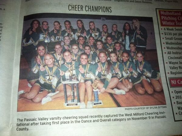 pv varsity cheering in the paper #cheerchampions