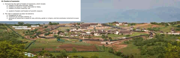 JacquesR's tweet image. For Siyabonga Cwele and @PresidencyZA, a handy picture of #Nkandla &amp;amp; Section 16 of the Constitution.