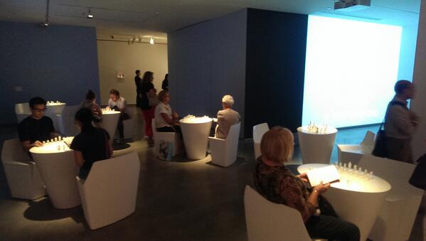 ArtsAudience's tweet photo. Non-adversarial all white chess sets @MCA_Australia #summerofyoko #peace http://t.co/cxWg5JC8f5