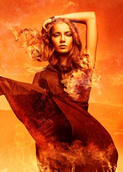 StudioCapice's tweet image. Result artwork sexy chick in flames #photoshop