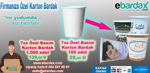 7oz Özel Basım Logolu Karton Bardak 1.000 Adet KDV ve Kargo Dahil Sadece 139,00 tl