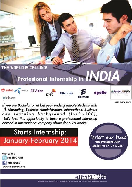 For you who want to be an extraordinary bachelor, India is calling you. <a href="/AIESEC_UNS/">AIESEC in UNS</a>