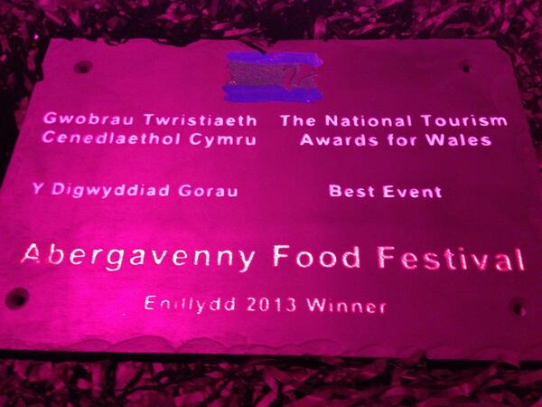 touchdowndesign's tweet photo. Congratulations to @afoodfestival winner Best Event in Wales 2013 from Wales Tourism Awards http://t.co/eK0AVAzrPq