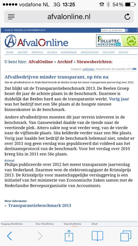 Peterrdaal's tweet photo. @Beelenbv meest transparante afvalbedrijf van Nederland. #trots #duurzaam http://t.co/LhSksVlxGe
