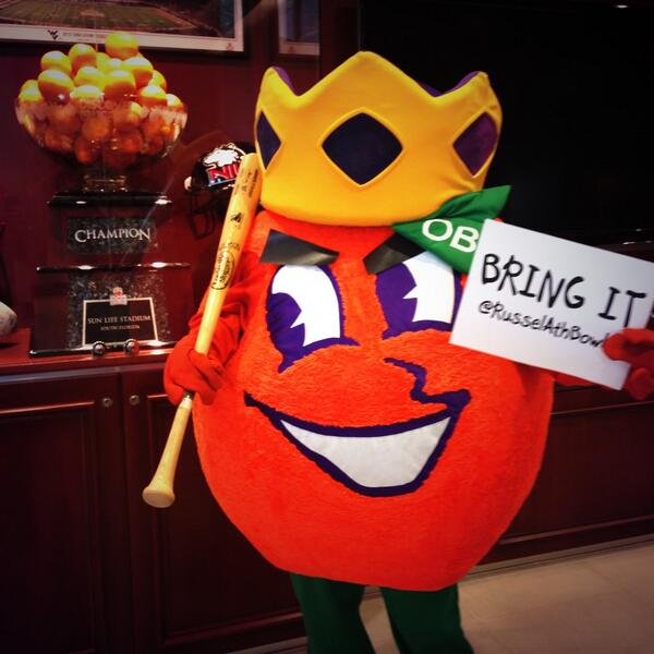 sluggernation's tweet photo. We're with you @OrangeBowl. #SluggerTime RT @OrangeBowl: @RussellAthBowl talk is cheap! http://t.co/XyPoiRv6JF