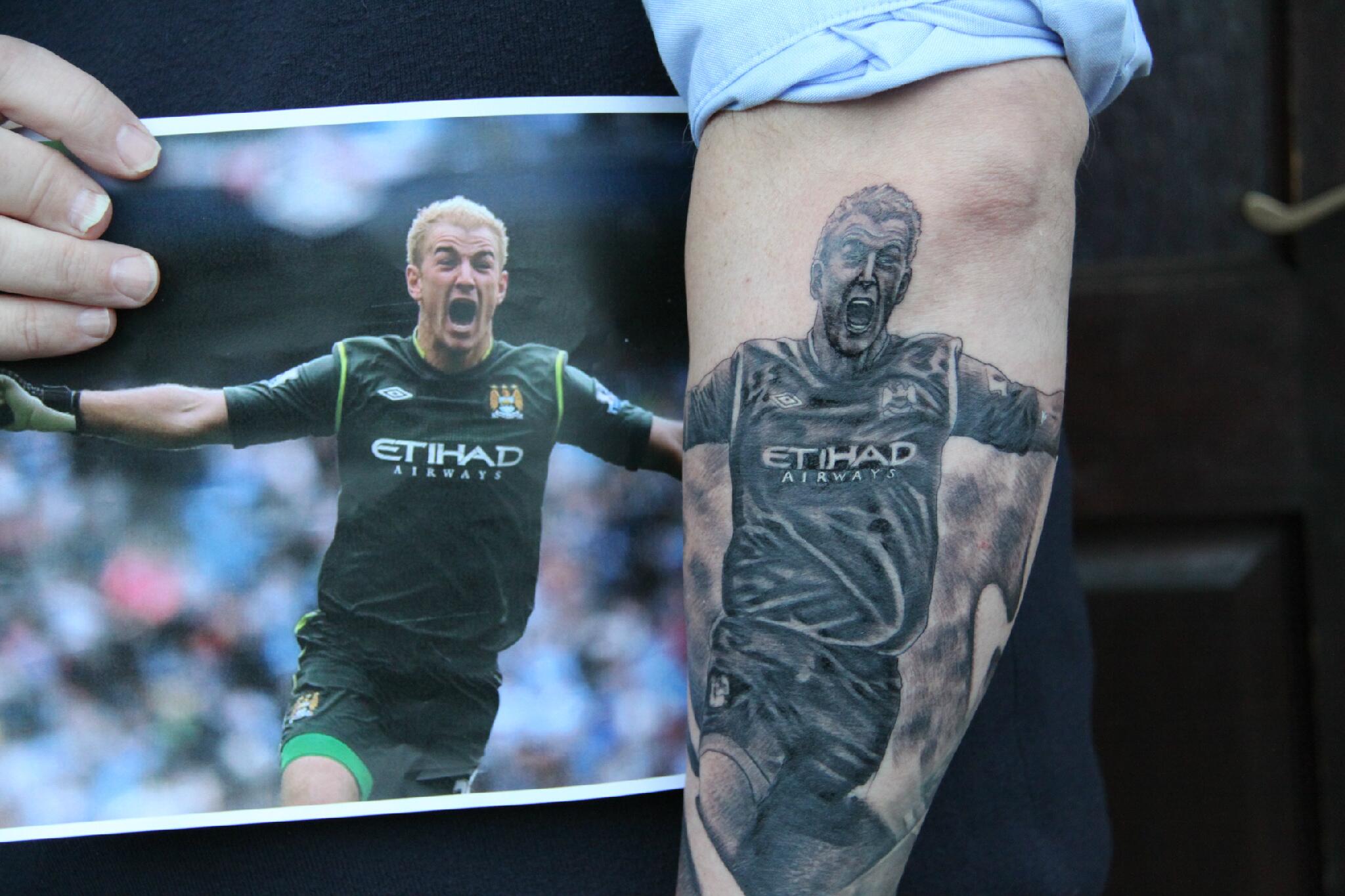 Man City fan gets Joe Hart tattoo on his forearm to compliment his Kun Aguero one ...2048 x 1365