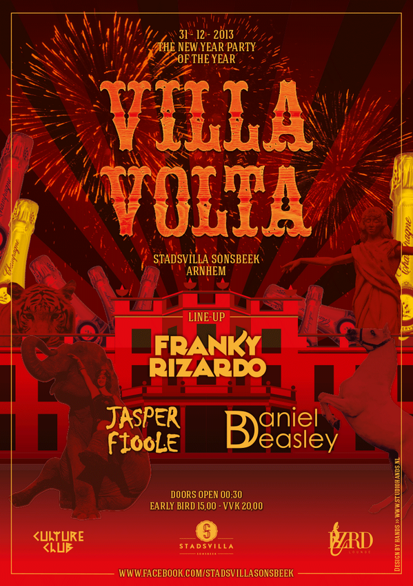 LizardLoungeNL's tweet photo. #RT VILLA VOLTA! THE NYE OF THE YEAR! @FrankyRizardo @djDanielBeasley @Jasper_Fioole ALL TOGETHER @VillaSonsbeek http://t.co/61qqE7asqI