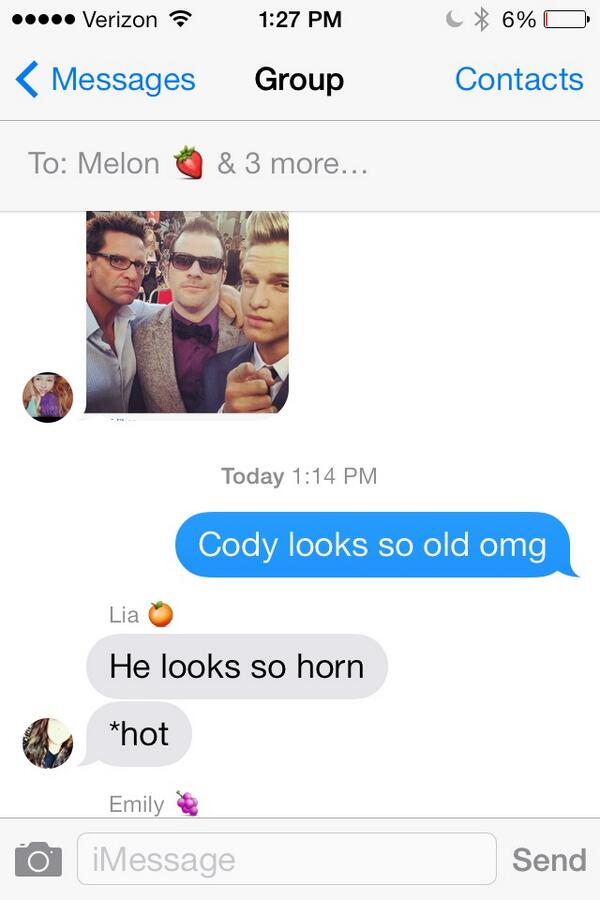 cuddlewithcody's tweet photo. “@forever143CS: According to @cuddlewithcody, Cody looks so horn 😂 http://t.co/uaSv2mZ0Lq”