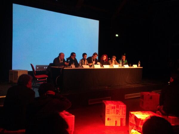 tsvaika's tweet photo. media in crisis - panel discussion at the first evening of #wakeup at #spielart13 live via #tbc http://t.co/cHsyPQRBIk
