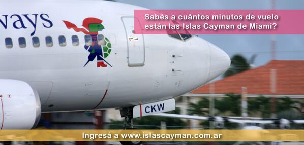 Sabés a cuántos minutos de vuelo están las Islas Cayman de Miami? Ingresá a islascayman.com.ar y contanos!