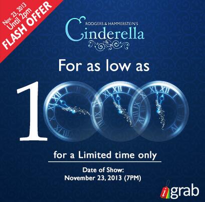 igrabph's tweet photo. Get #Cinderella tickets for tonight’s show for as low as P1,000 before 2PM today. Visit - https://t.co/BoOgYM39tt http://t.co/WwpMDkpwfp