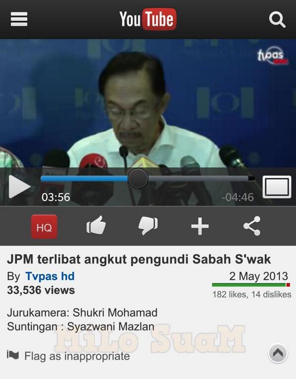 Maria_Surayya's tweet photo. "@milosuam: Buka YouTube if DS @anwaribrahim ada tuduh 40k pengundi Bangla aku cium stokin Rosmah #NajibSpin http://t.co/1u2UUtHH6w"