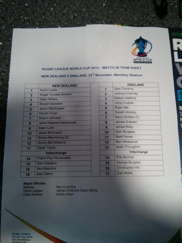 Here are today's teams. #wallofwhite #engnz