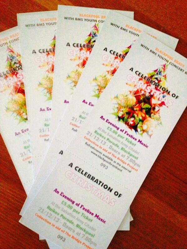 Blackpool Brass,21st Dec at the Salvation Army Citadel.Fundraising concert £5.I need to shift these tickets - Help!