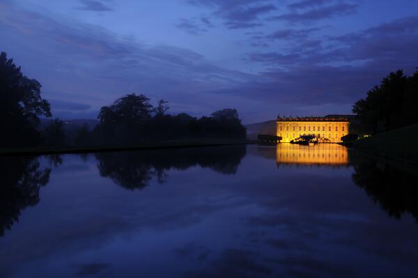 Plan your visit a bit later in the day. Dusk brings even more magic to Christmas at Chatsworth.