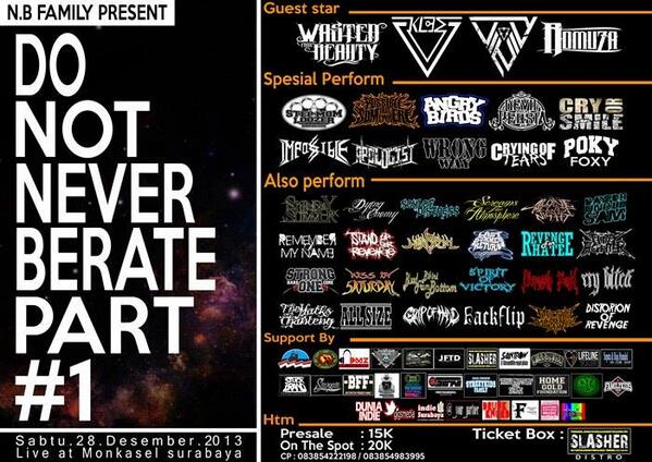 DON'T NEVER BERATE 28 Desember 2013 Monkasel #Surabaya | PRESALE 15k OTS 20k Info:087852323966 cc : <a href="/Indie_bicara/">Indie Bicara</a>