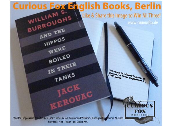 BerlinBooks's tweet photo. Retweet this 2WIN. #Kerouac&amp;Burroughs: And the Hippos Were Boiled in their Tanks",A6 Notebook&amp; #PilotFrixion #Berlin http://t.co/2r0TKGceKu
