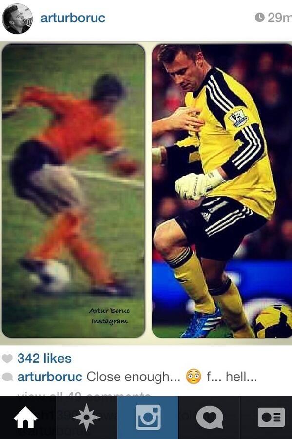  Jokes! Southamptons Artur Boruc uploads a picture comparing his Arsenal mishap to the Cruyff turn