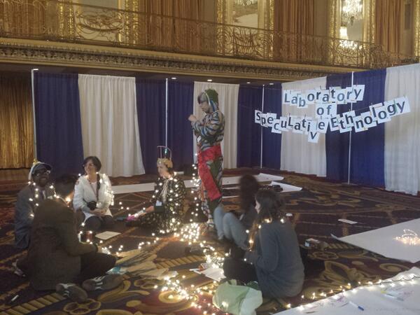 hahhh's tweet photo. @annegalloway RT @marylgray: Elizabeth Chin stirring up trouble at the Laboratory of Speculative Ethnology #AAA2013 http://t.co/x9bFLhodRW
