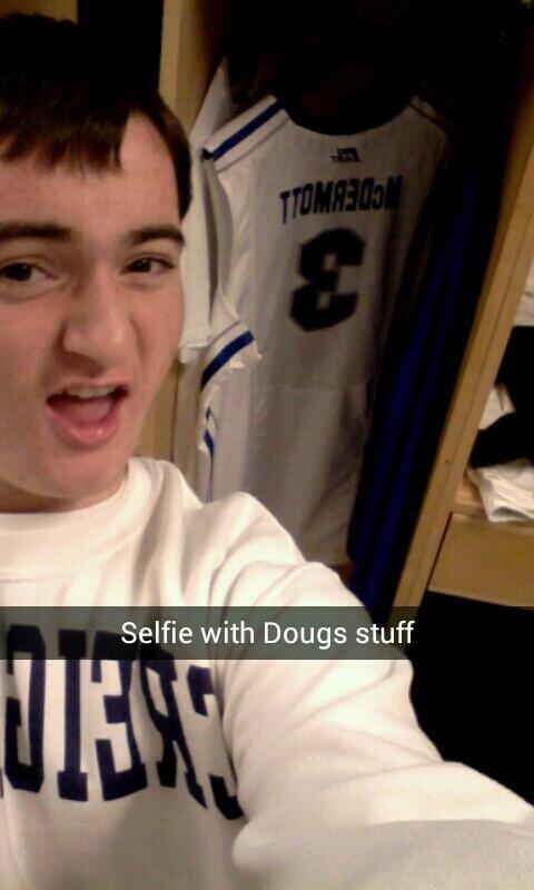 CoachDavis_CSC's tweet photo. Selfie with @dougmcd3 's stuff #Buckets #LockerroomAccess http://t.co/uQRsBbA0ix