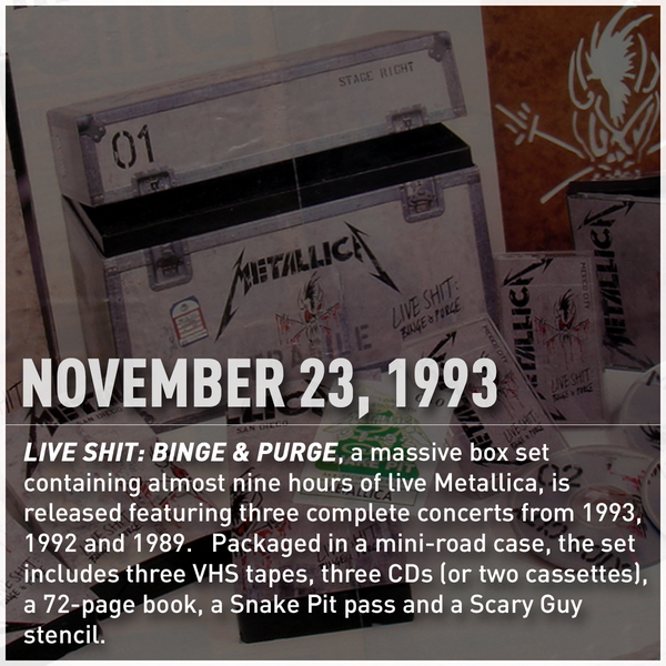 Metallica's tweet image. #ThisDayInHistory 1993: "Live Shit: Binge &amp;amp; Purge" was released! smarturl.it/LiveShitVidz-i… smarturl.it/LiveShit-iTunes