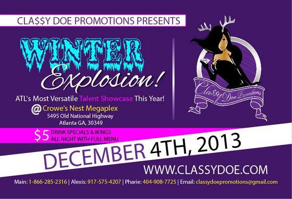 CLASSYDOEPROMO's tweet photo. #WINTEREXPLOSION December 4th 2013, Atlanta, GA to get tickets go to http://t.co/HFLyBDn5s2 http://t.co/f0gkHHsz6K
