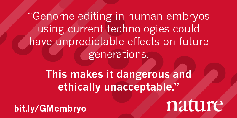 Nature's tweet image. Comment: Don&apos;t edit the human germ line  ow.ly/KhqYS