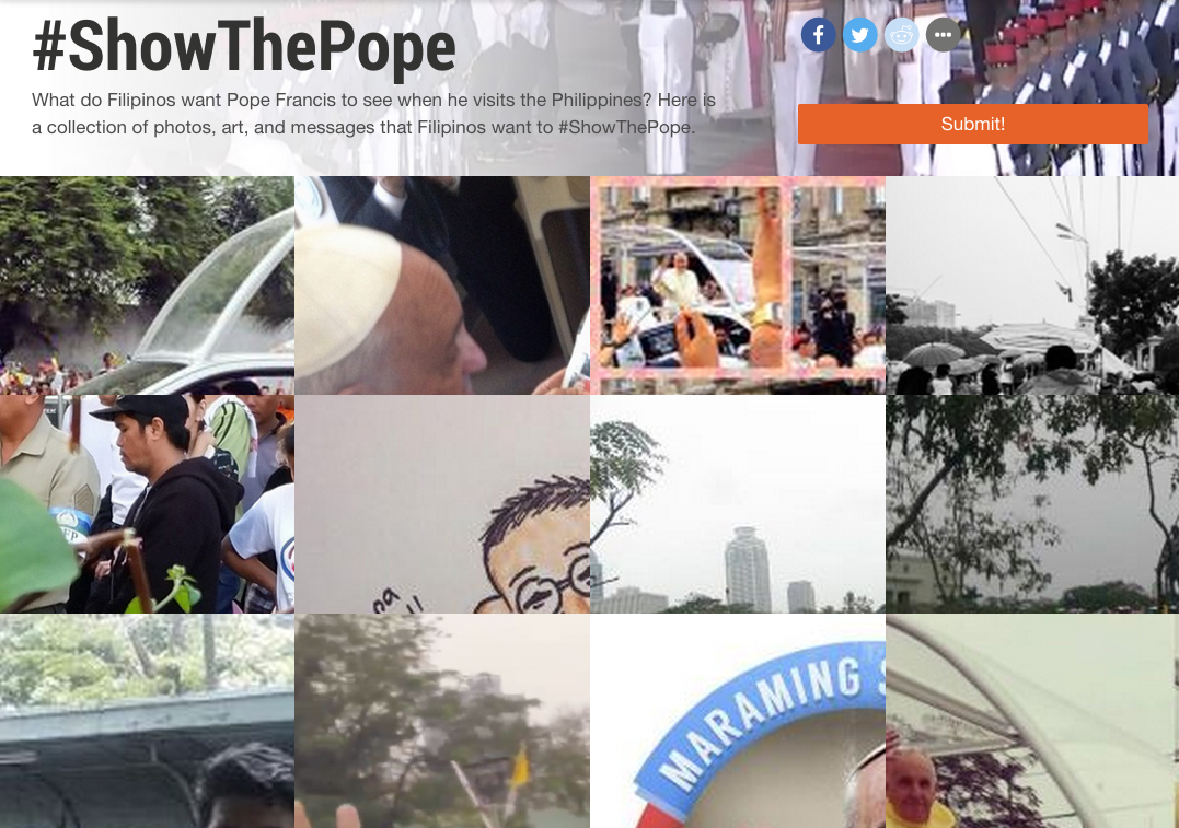 rapplerdotcom's tweet photo. During #PopeFrancisPH, we asked you what you would like to #ShowThePope: http://t.co/UWN0cVxjlT #2YearsAsPope http://t.co/lmmlTKQ7sk