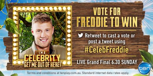 ImACelebrityAU's tweet image. To vote for #CelebFreddie, RT this tweet or post a tweet using his hashtag. #ImACelebrityAU