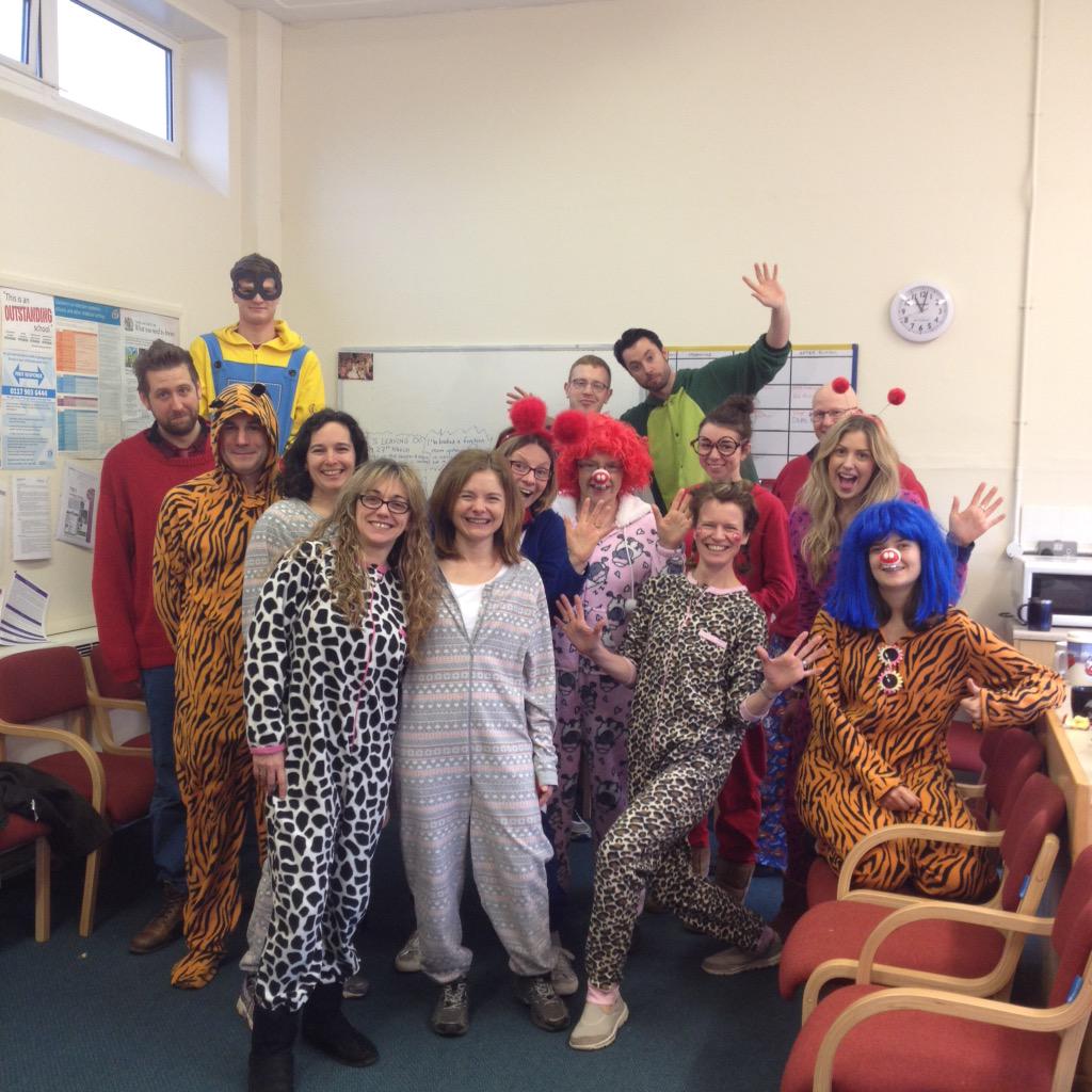Just your average coffee time in the staff room....! #onesies #comicrelief