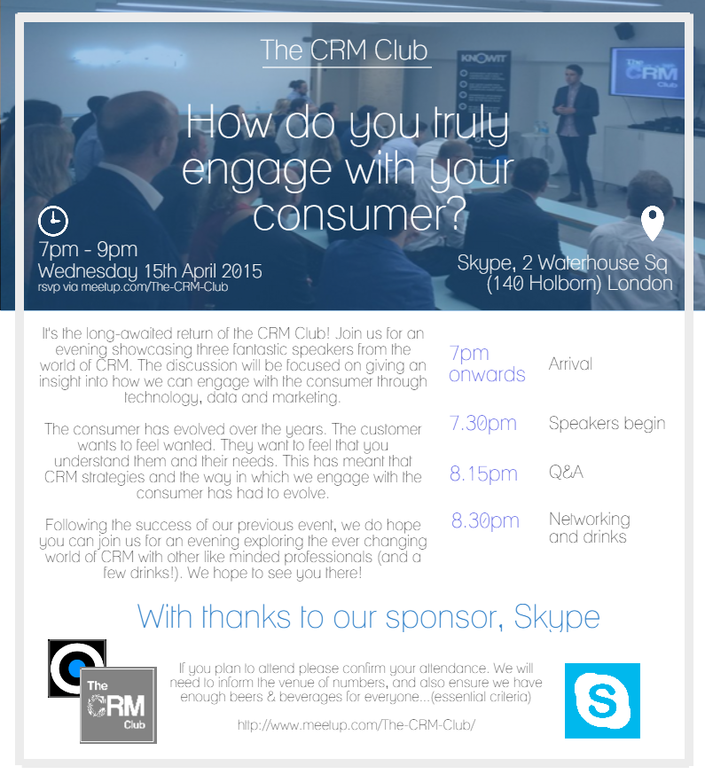 Fewand_Far's tweet photo. Let us brighten up your Friday 13th… with an announcement to rival the Apple Watch… *Drum roll please* #CRMclub http://t.co/rLplLV9umG