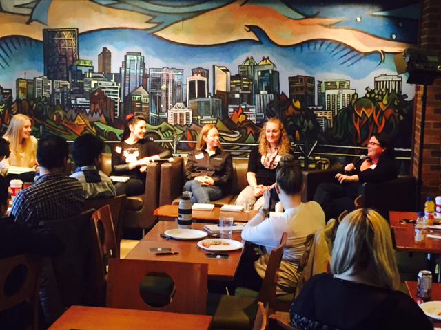 thecampusquad's tweet photo. @thecampusquad COO Amelia Hurlbut shares her journey with students @saitsa Women in Leadership event. #leadership http://t.co/S5PUzEFRLl