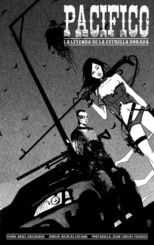 Portada de Juan Vasquez para "Pacifico". Guiones de Ariel Grichener y dibujos de Nicolas Zuliani, en Quimera #03.