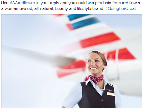 AmericanAir's tweet photo. To celebrate #WomensHistoryMonth, we’re giving away @redflowernyc products! Click through to see more. #AAredflower http://t.co/qEjwaXT2GT