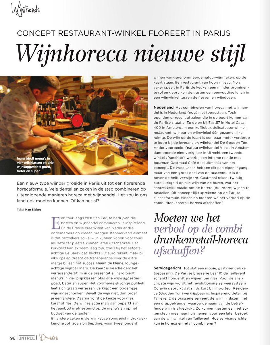 Wijnbar 'les 110 @LeTaillevent' snapt het! 110 wijnen per glas verkrijgbaar met #Coravin. Fantastisch! <a href="/EntreeMag/">Entree Magazine</a>