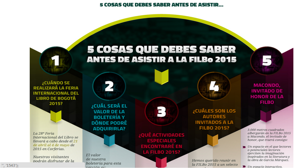 FILBogota's tweet photo. Cinco cosas importantísimas que debes saber antes de ir a la #FILBo2015
http://t.co/XZaLoatzUO http://t.co/ulRDUyMGPh