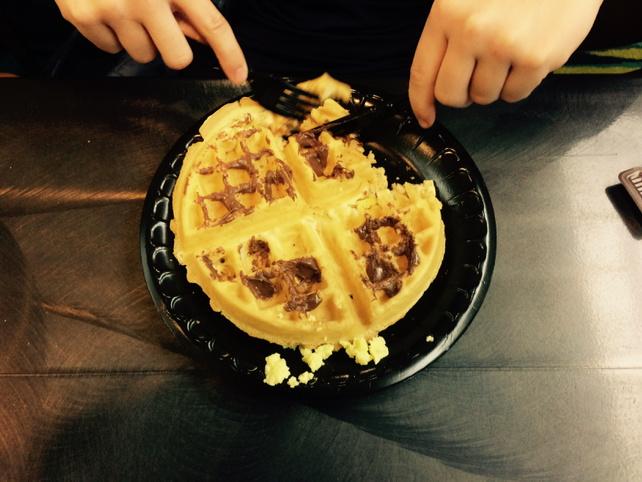 CSUSMS's tweet image. Nutella waffle. Breakfast of Champions. Crystal kids know how to innovate.