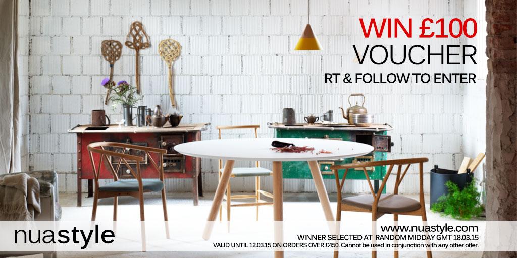 nuastyle's tweet image. Win £100 Designer Furniture Voucher nuastyle.com    

**RT &amp;amp; FOLLOW to Enter!** 

#WinItWednesday