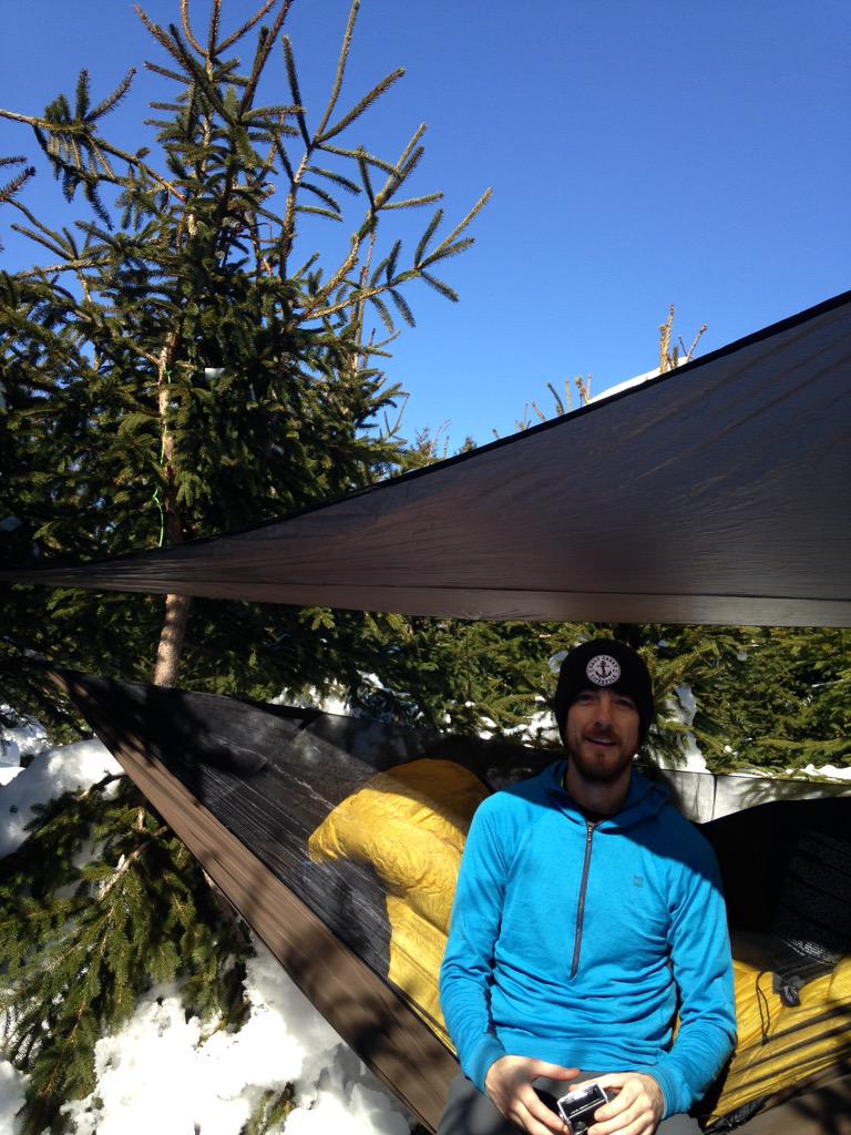 JordanLitefoot's tweet photo. Well I made I through my first night in the @hennessyhammock I got from @mec and love it👍#pei #hikerchat #getoutside http://t.co/WFNVukGg2t