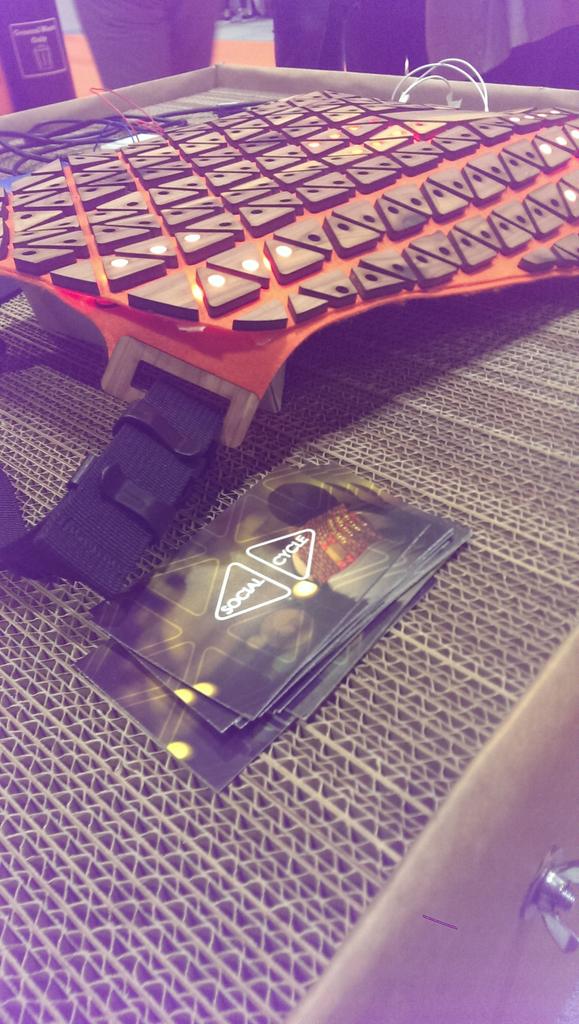 topianguy's tweet image. @happy_commute and @social_cycle all the rage on the @fablab stand at wearable tech show!