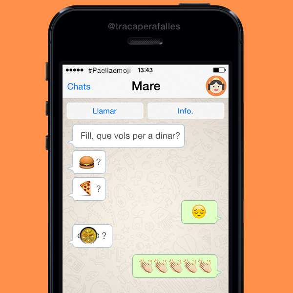 Tracaperafalles's tweet photo. Fill, qué vols per a dinar? #PaellaEmoji amb @arrozlafallera cc @EugeniAlemany http://t.co/UeTTtOkdLW