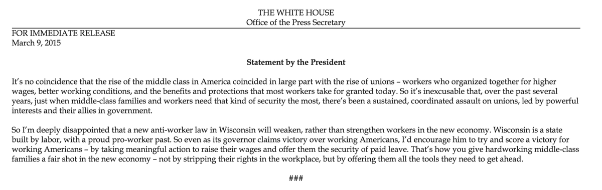 AFSCME's tweet photo. Pres. Obama slams Scott Walker on #RightToWork scam http://t.co/XOBnfZ32U2 #1u http://t.co/sKOc8d1a1d