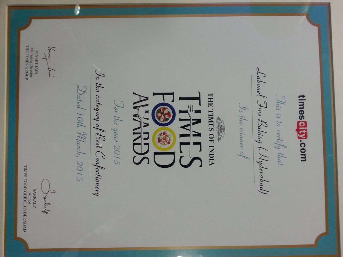LabonelHyd's tweet image. The @Timescity food awards r here in Hyderabad &amp;amp; @LabonelHyd once again has won in the Best confectionery category...