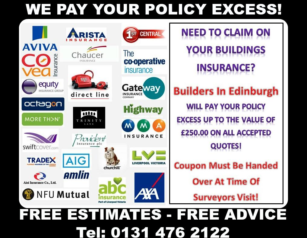 Insurance Claim? WE PAY YOUR EXCESS! Builders In #Edinburgh 0131 4762122 buildersinedinburgh.com FMB Approved Builder