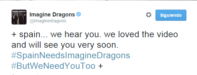IDSpain_'s tweet photo. SOOOOOON #SpainNeedsImagineDragons #ButWeNeedYouToo http://t.co/Vz1ZLSVxgO